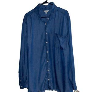 Terra & Sky Women's Plus 4X (28W-30W) Chambray LS Button Down Shirt Lyocell